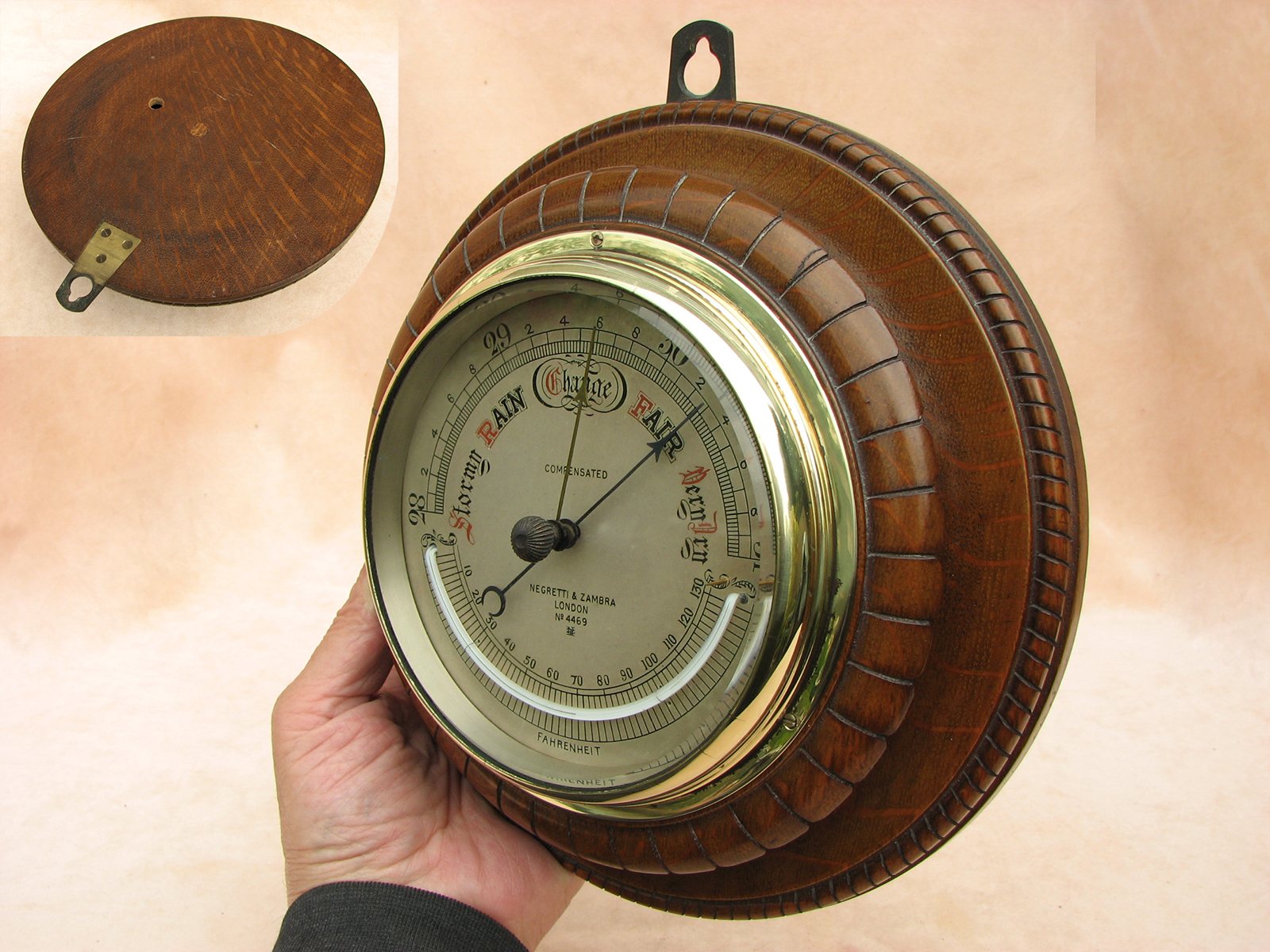 Antique barometer & thermometer by Negretti & Zambra London
